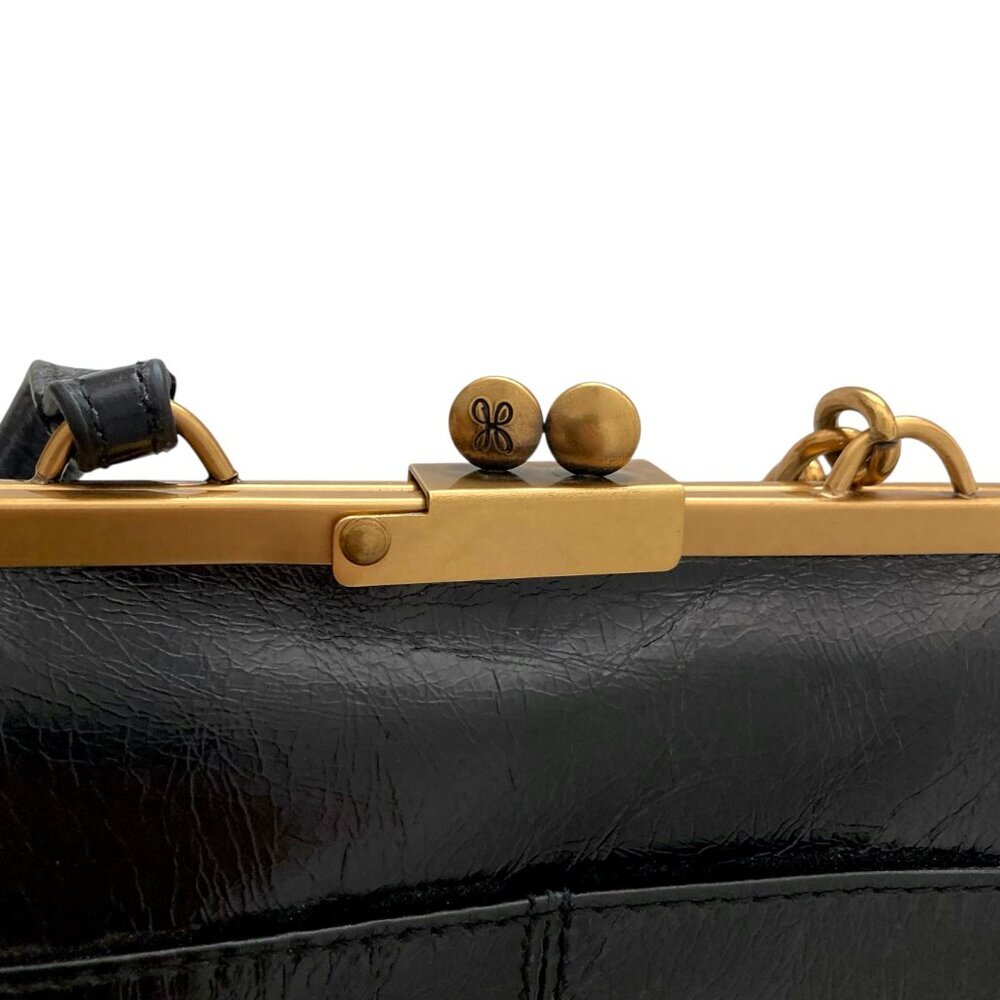 Vintage HOBO Leather Rectangular Crossbody Bag Hinged Black - Picture 7 of 13